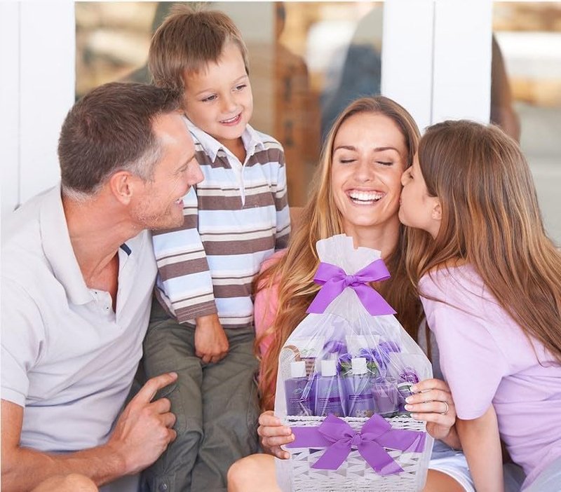 Lavender Spa Gift Basket - 20 Pc Home Spa Set with Body Lotion, Bath Bombs & More | Perfect Birthday Gift for Women