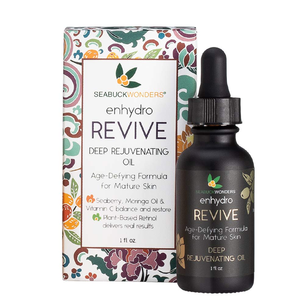 SeabuckWonders Organic Sea Buckthorn Enhydro Revive Oil Serum for Face & Body, Age-Defying, Rejuvenating Formula for Mature Skin, with Vitamin C, Moringa & Rosehip Oil, 1 Fl Oz