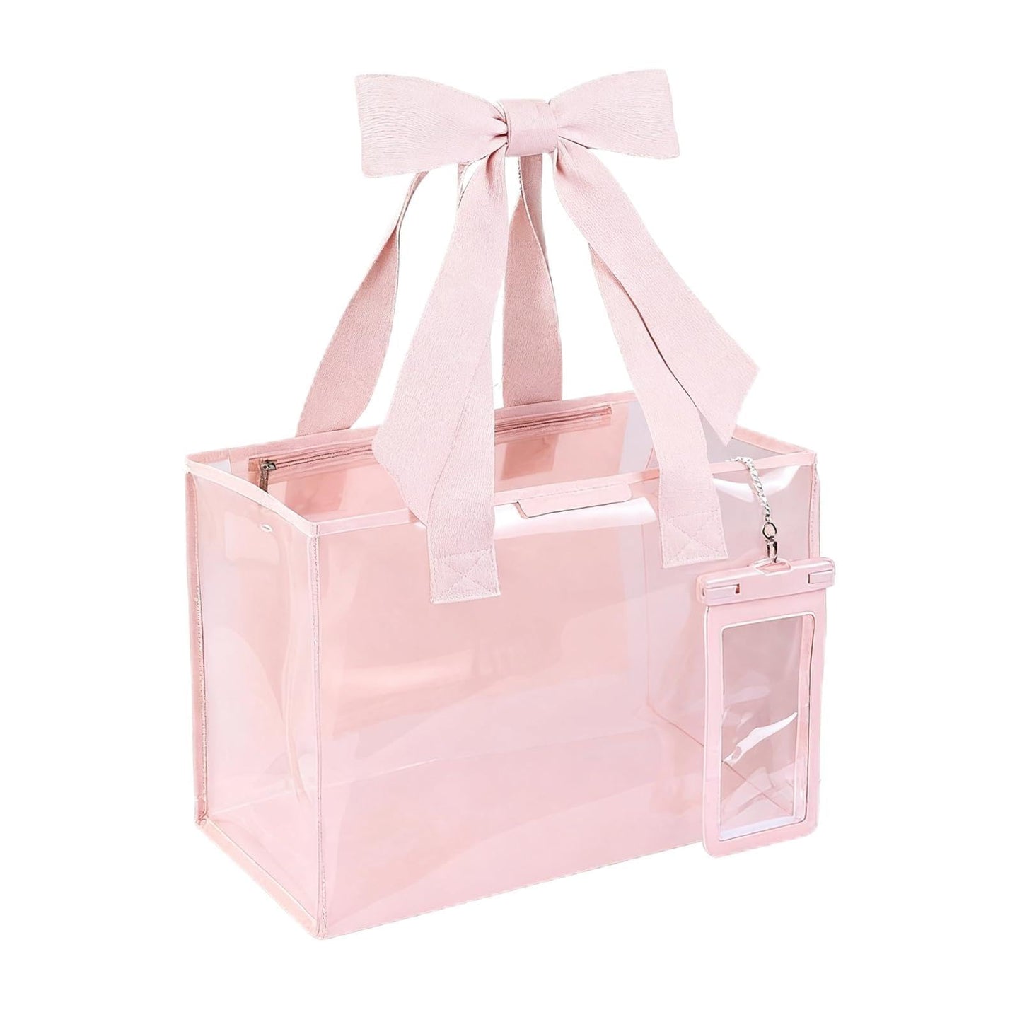 GEVICK Pink Jelly Tote Bag, Bow Tote Bags for Women,Beach Bags for Women,Pool Bags for Girl,Cute Beach Waterproof Tote Bag (PINK)