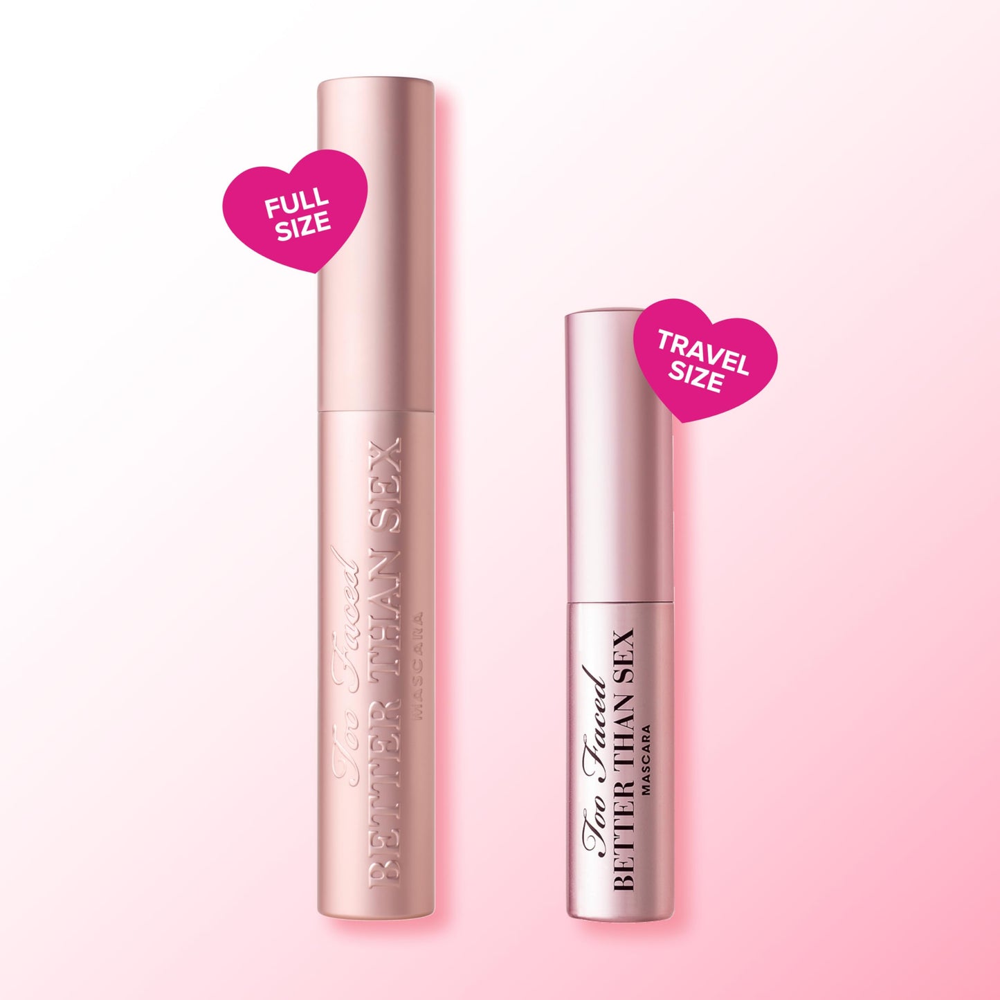Too Faced Better Than Sex Volumizing and Lengthening Mascara | Vegan Formula, Dramatic Volume and Length|Cruelty-Free Eye Makeup + Hourglass Brush for False Lash Effect, Black, Travel Size, 0.17 Fl Oz