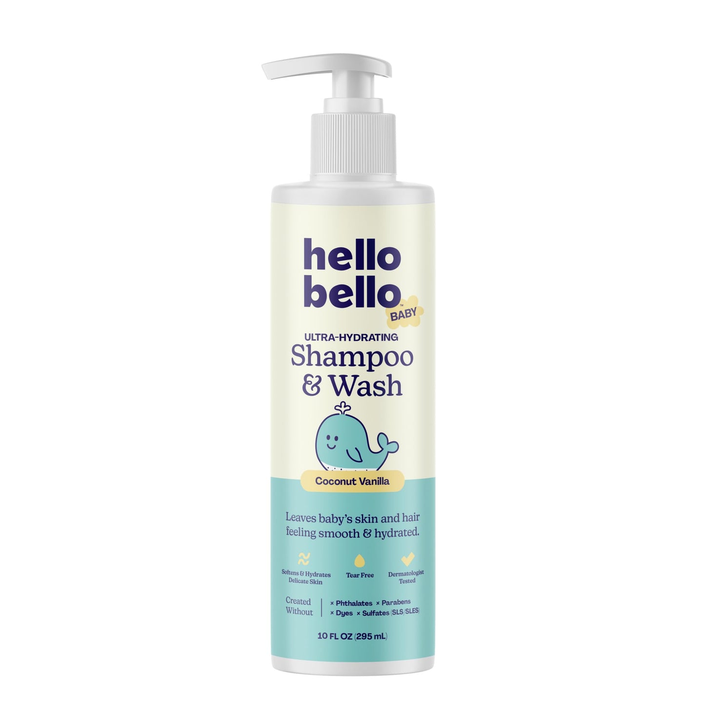 Hello Bello Kids Shampoo & Body Wash - Gentle Hypoallergenic Formula - Vegan and Cruelty-Free - Creamy Coconut Scented