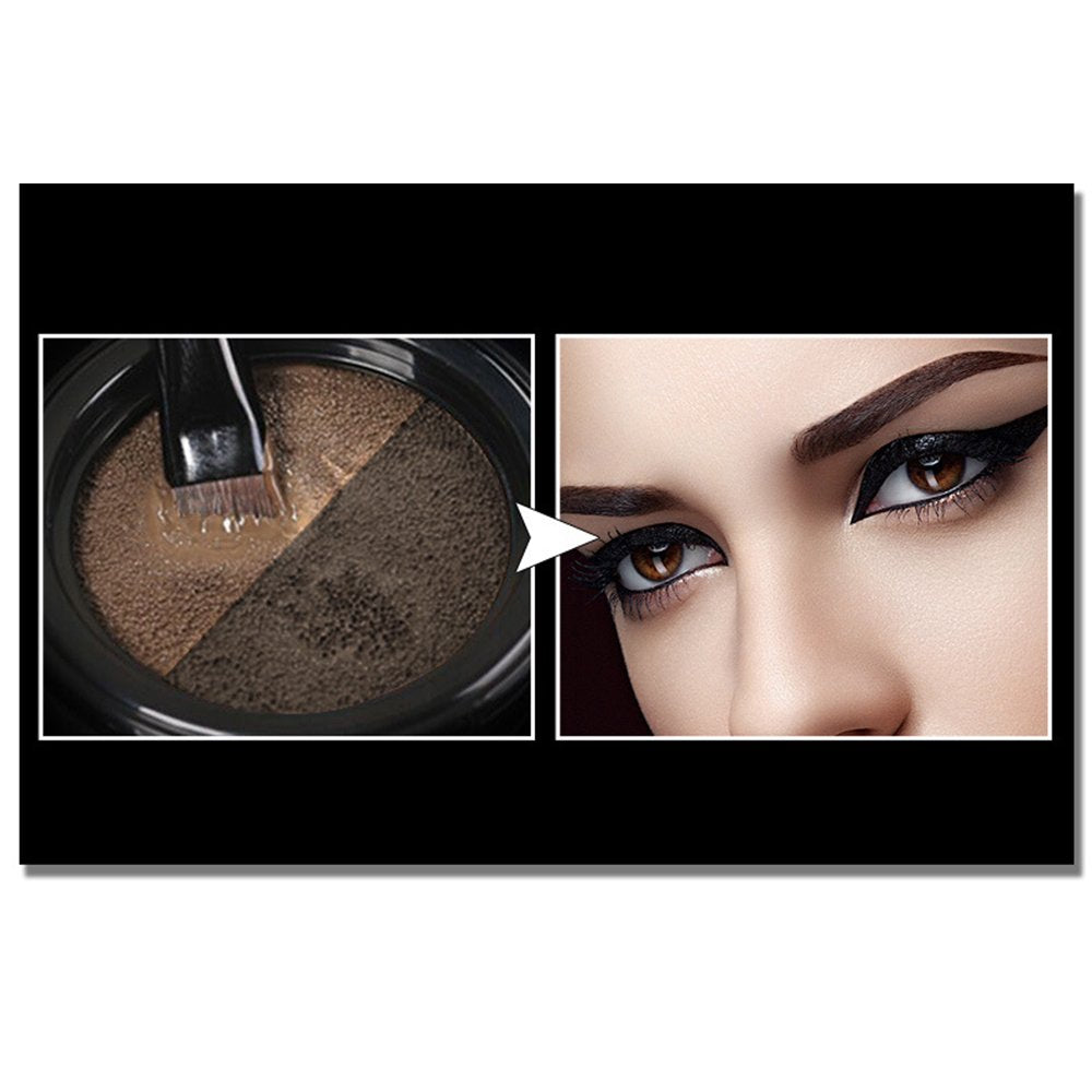 Waterproof Air Cushion Eyebrow Cream Powder Makeup - Duo Brushes | Dark Brow Set