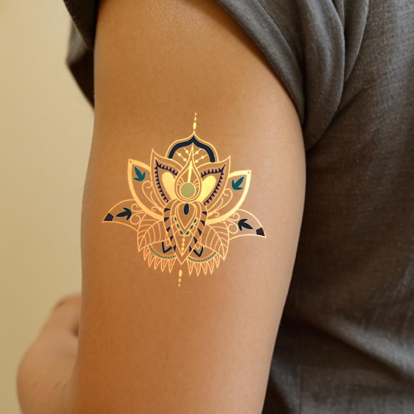 10 Sheet Gold Silver Metallic Temporary Tattoos for Adult Women, Gold Silver Glitter Flash Waterproof Tattoo Stickers for Beach, Festivals,Parties Tattoos Decorations Q976