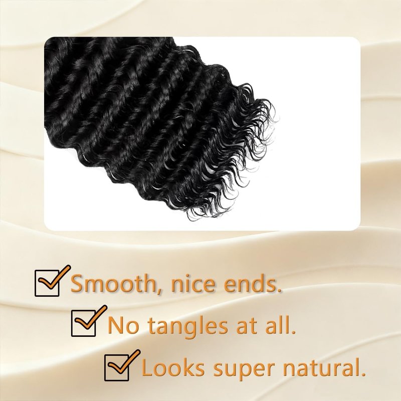 Leruikair Deep Wave Natural Black Human Braiding Hair 50g Per Bundle 2 Pcs Total 100g 16 Inch Brazilian Virgin Bulk No Weft Braiding Human Hair Natural Color for Black Women
