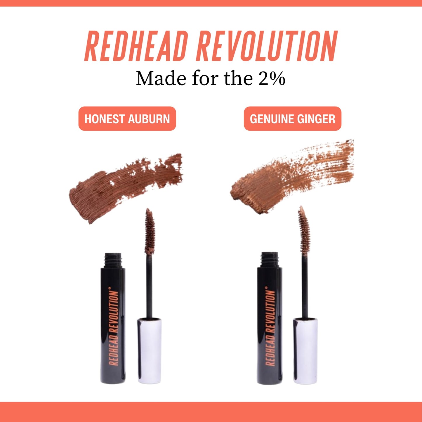 Redhead Revolution's Gingerlash Mascara (Genuine Ginger Reddish) Brown Mascara for Redheads and Strawberry Blondes Volumizing Lengthening Vegan Cruelty Free