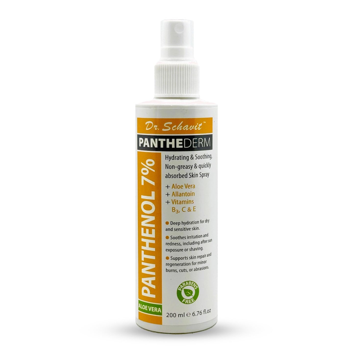 DR. SCHAVIT PantheDerm Aloe Vera & Panthenol 7% Skin Spray – Hydrating & Soothing Face & Body Mist for Dry, Sensitive, or Irritated Skin – After Sun, Shaving, Burns, Post-Laser, Tattoo 6.76 fl oz