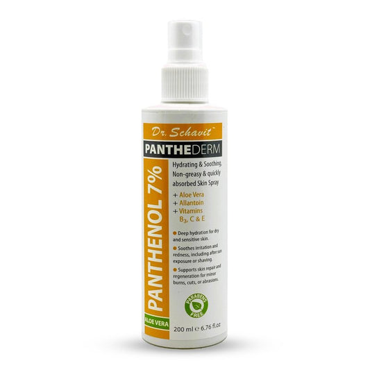 DR. SCHAVIT PantheDerm Aloe Vera & Panthenol 7% Skin Spray – Hydrating & Soothing Face & Body Mist for Dry, Sensitive, or Irritated Skin – After Sun, Shaving, Burns, Post-Laser, Tattoo 6.76 fl oz