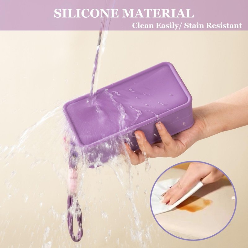 Travistar Silicone Travel Makeup Bag - Small Make Up Pouch Portable Cosmetic Bag Travel Makeup Organizer Bag Waterproof Toiletry Bag Womens Brush Holder Bag with Zipper Closure Small Size Pink