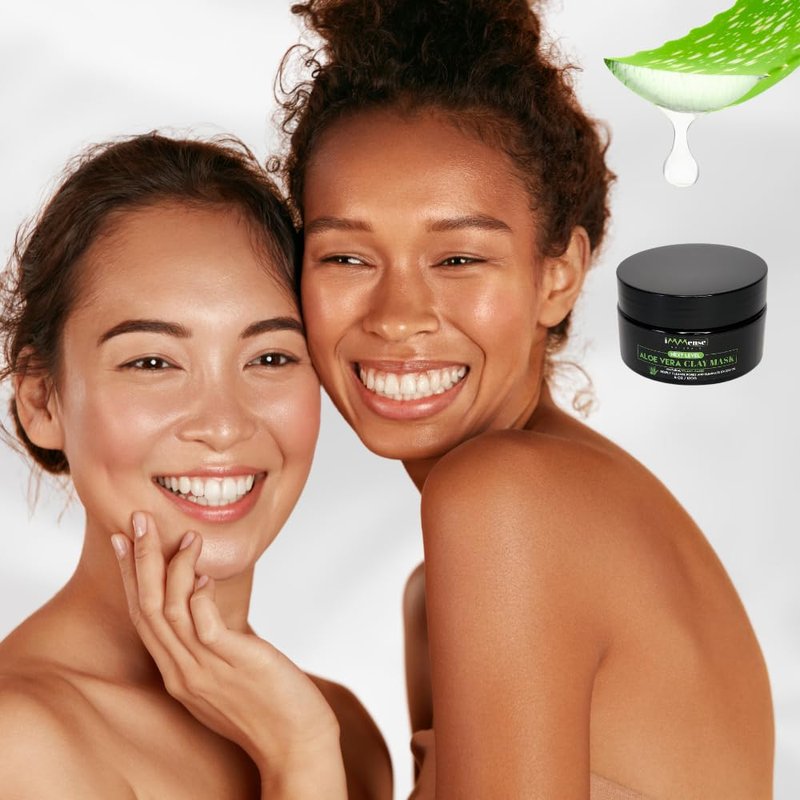 Aloe Vera Clay Mask for Face - Moisturizing Deep Pore Cleanser with Vitamin C | Eczema, Oily & Dry Skin Care