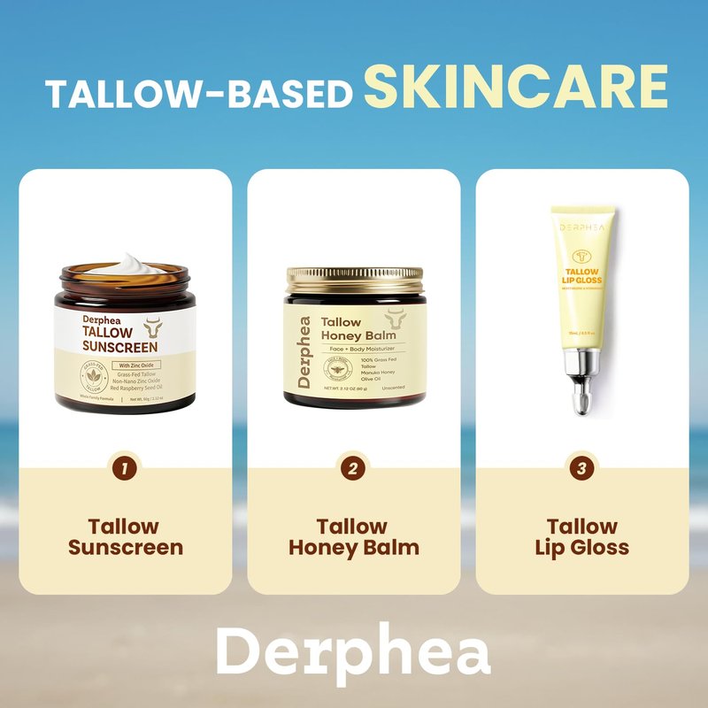 Beef Tallow Sunscreen (2 pack): SPF 50 Daily Sun Care for Extremely Sensitive, Acne-Prone & Kid-Safe Skin – Non-Toxic Sunblock with 22% Non-Nano Zinc Oxide, Clean Formula for Face & Body