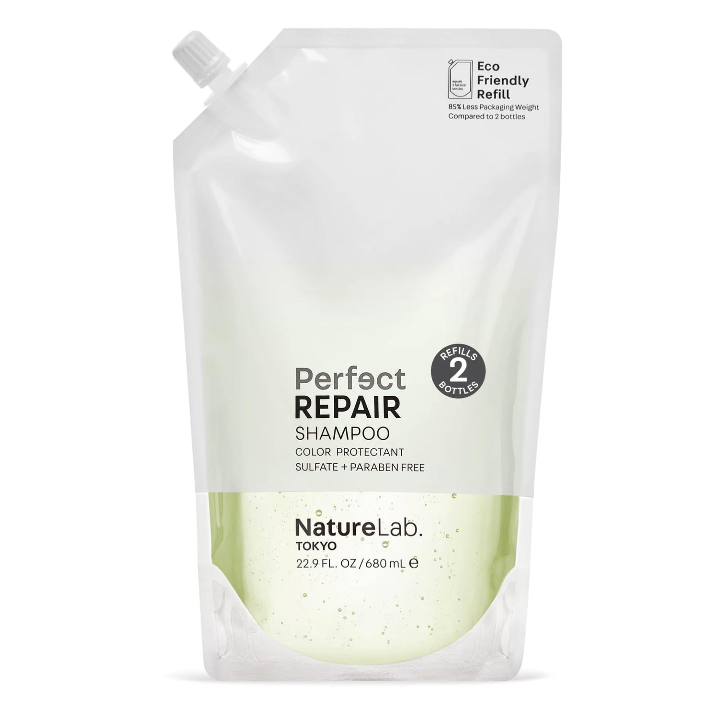 NatureLab.TOKYO Perfect Repair Shampoo - Japanese Shampoo for Damaged, Color-Treated Hair - Penetrates Roots and Revitalizes & Restores Strands Back to Life - Japanese Hair Care - Refill Pouch, 22.9oz