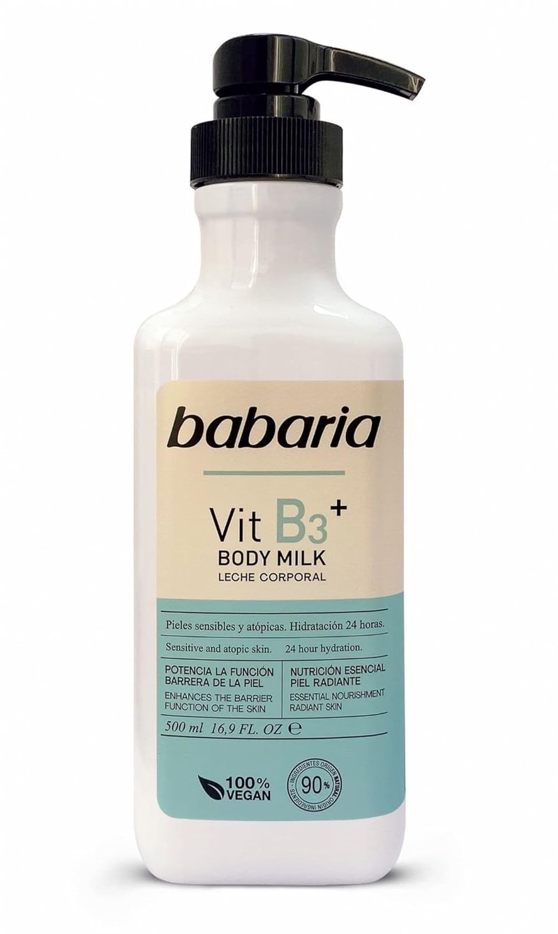 Babaria Vitamin B3 Body Milk - Nourishing Body Lotion for Sensitive Skin | 16.9 oz Moisturizing Cream