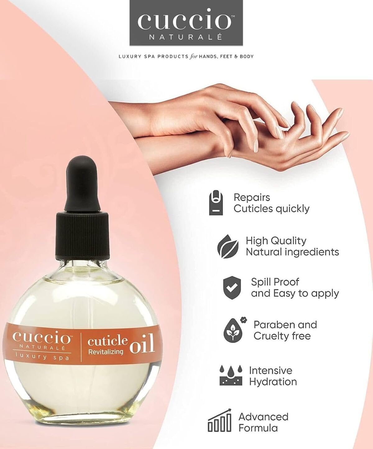 Cuccio Naturale Revitalizing Hydrating Cuticle Oil - Repair Damaged Skin & Nails - Vanilla Bean & Sugar - 2.5 Oz (Pack of 2)