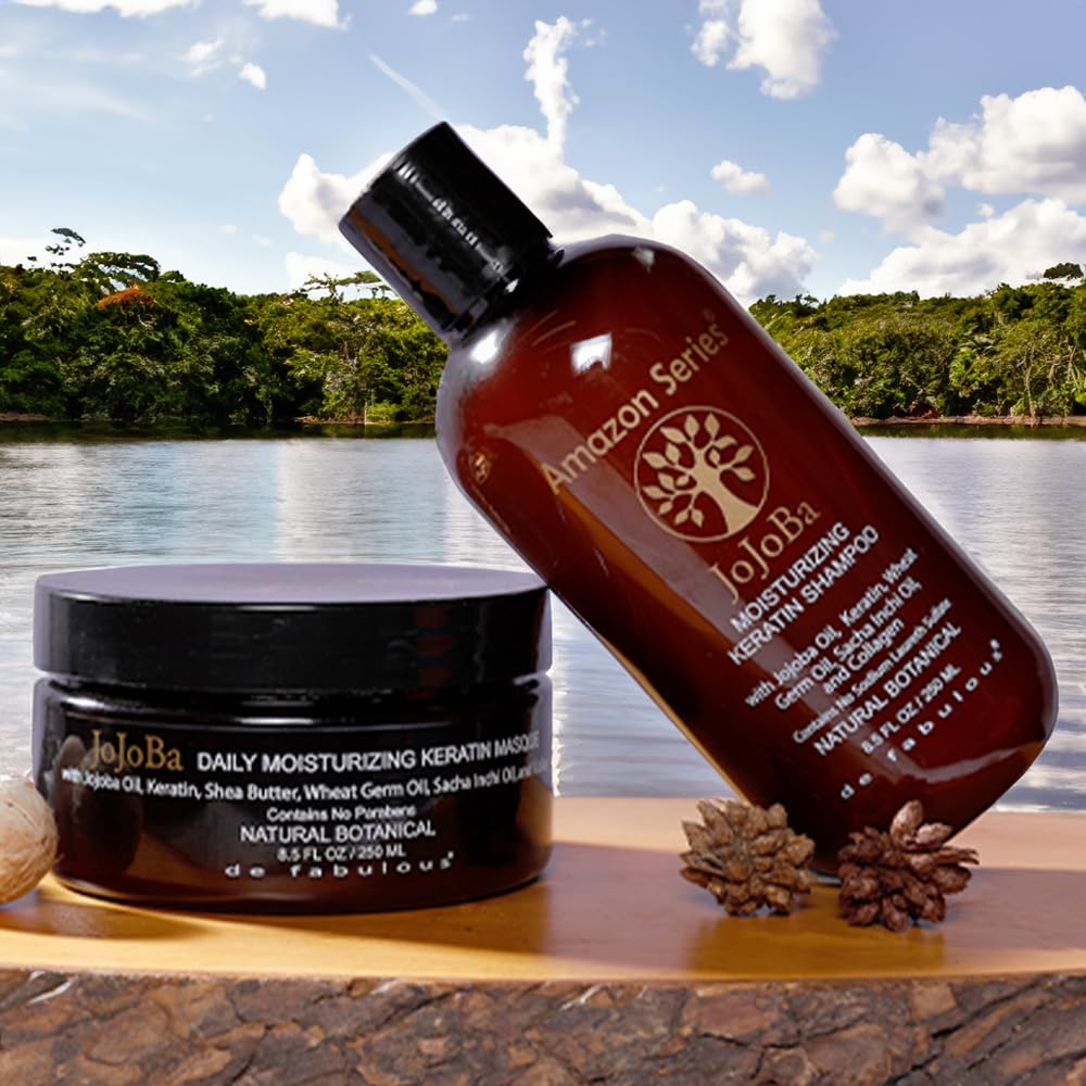 Amazon Series | Jojoba Moisturizing Keratin Shampoo and Masque Set | 8.5 fl oz | by De Fabulous