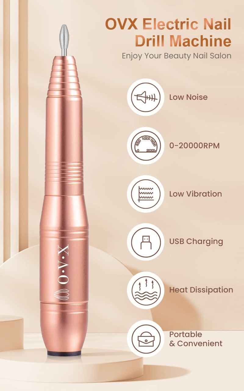 Acrylic Nail Drill Machine - Professional USB Electric Nail File Kit for Gel Nails | Portable Gold Design