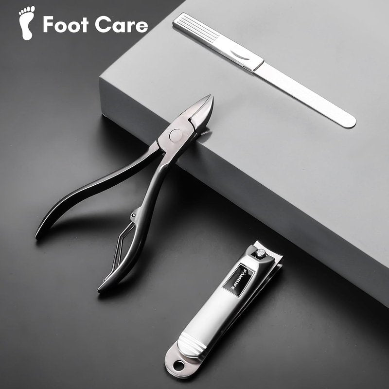 Professional Manicure Set - 11-Piece Stainless Steel Nail Clippers & Pedicure Tools | Portable Brown Leather Travel Case for Men