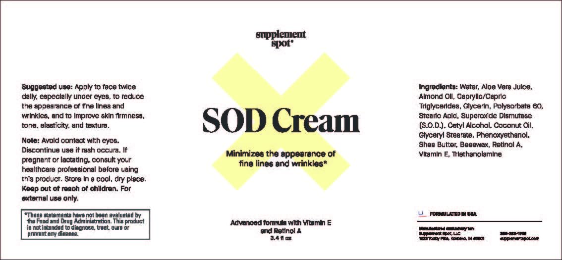 Supplement Spot Superoxide Dismutase (SOD) Anti-Aging Cream - Face Moisturizer for Fine Lines & Wrinkles, Smooth & Firm Skin, Youthful Glow, Antioxidant-Rich Skincare, (3.4 oz 2 Pack)