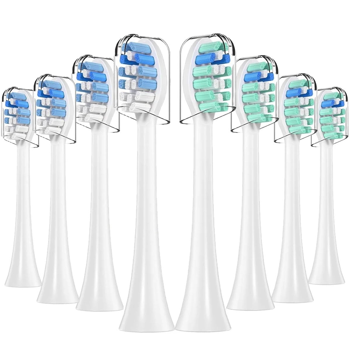 Replacement Toothbrush Heads Compatible with Philips Sonicare and More Click-on Handles 8 Pack White