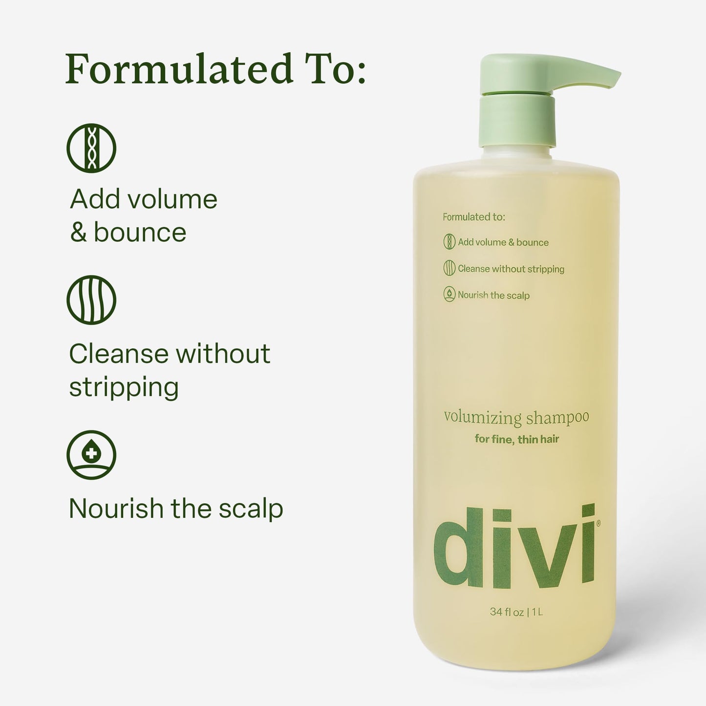 divi Volumizing Shampoo for Fine, Thin Hair with Postbiotics | 34 fl oz