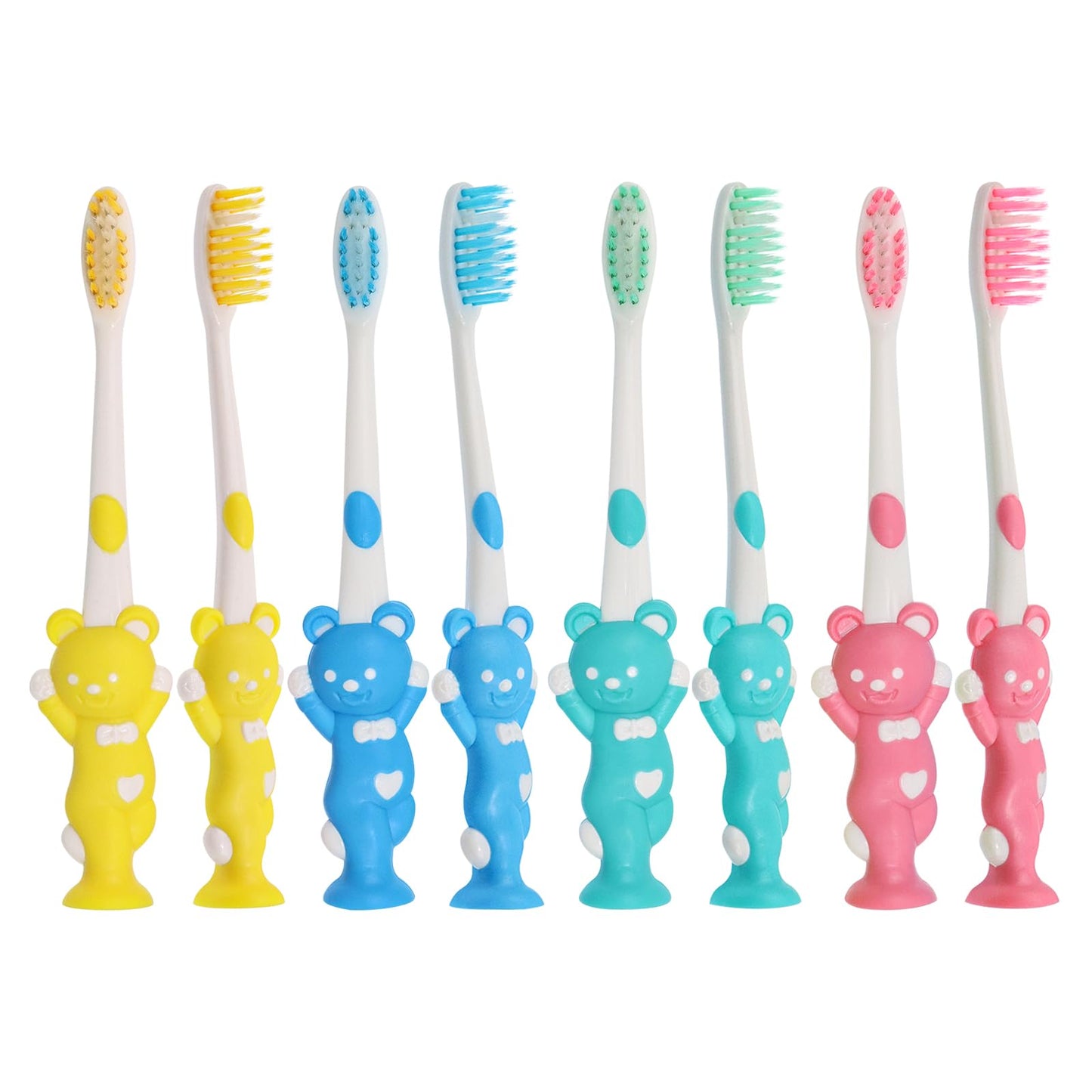 Gisdo 100pcs Disposable Kids Toothbrush, Individually Wrapped, Manual Toothbrush Set for Age 2+ Children, Boys & Girls (4 Colors)