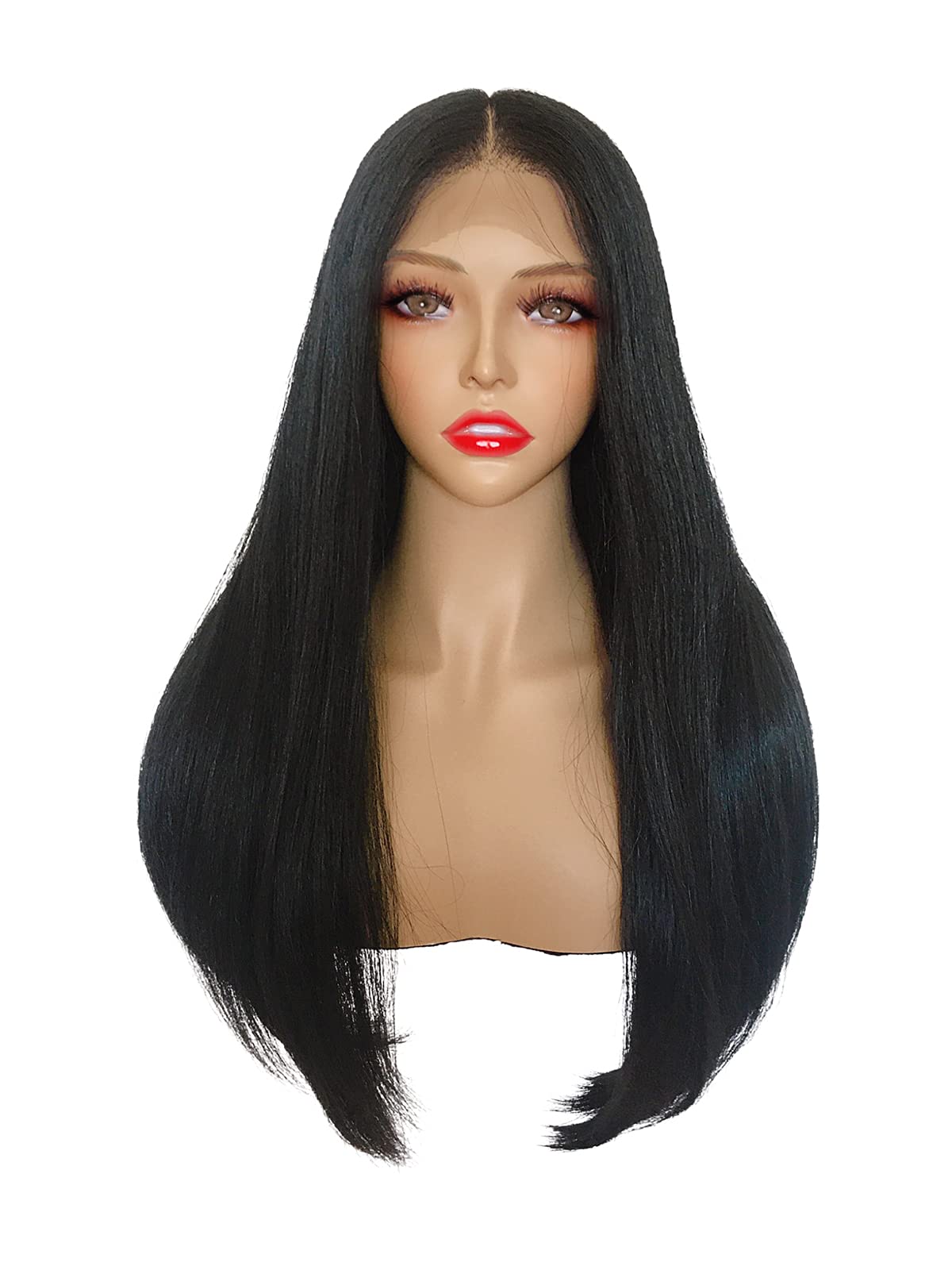 Joe Green 13x5" Free Part HD Lace Frontal Wig Synthetic Pre-Plucked Hair Straight (13x5 Natural Black Long Straight)