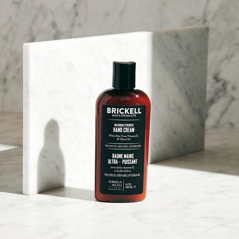 Brickell Men's Hand Cream - Maximum Strength Natural Lotion with Vitamin E & Shea Butter | 4 Ounce Unscented