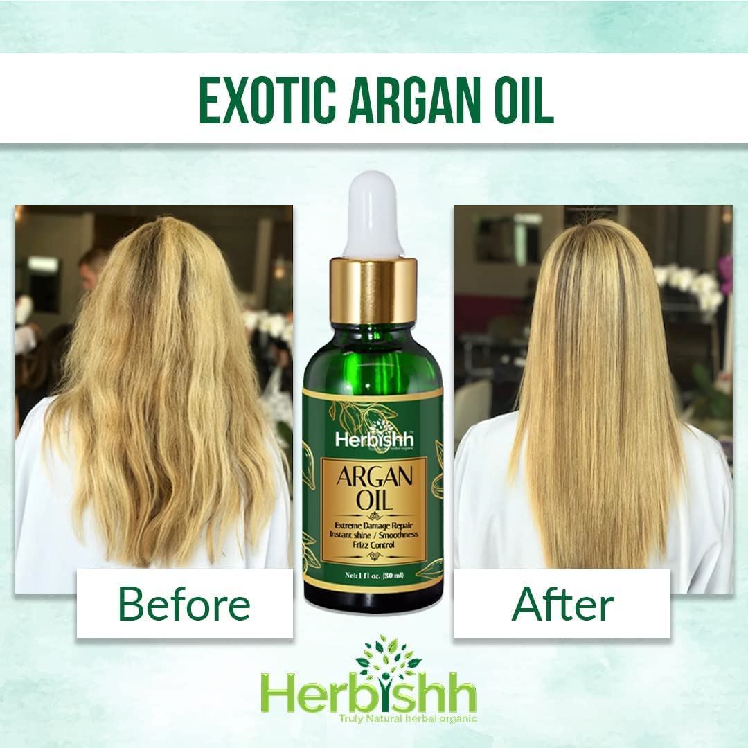 Herbishh Combo Hair Color Shampoo for Gray Hair (Black) 500ml + Argan Hair Oil 30ml