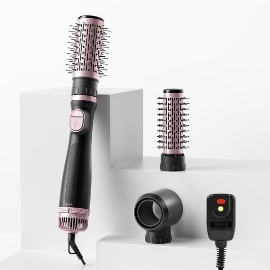 Blow Dryer Brush, 3-in-1 Rotating Hair Dryer Brush with 3 Heads for Drying Styling Volumizing Curling Sleeking in One Step for Long Hair, 3 Temperatures, Negative Ionen, Ceramic Coating, 360° Rotating