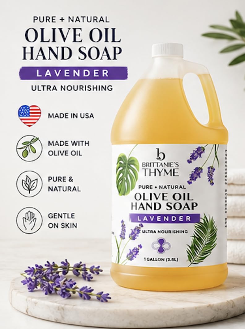 Brittanie's Organic Castile Liquid Olive Oil Soap Refill, Lavender 1 Gallon