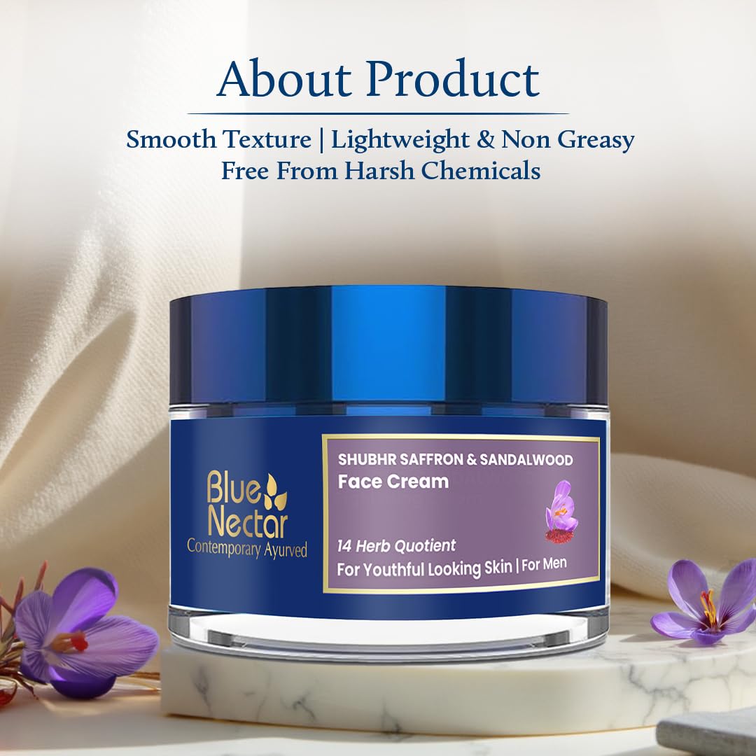 Blue Nectar Saffron Moisturizer Face Cream for Men | Daily Skin Glow Cream