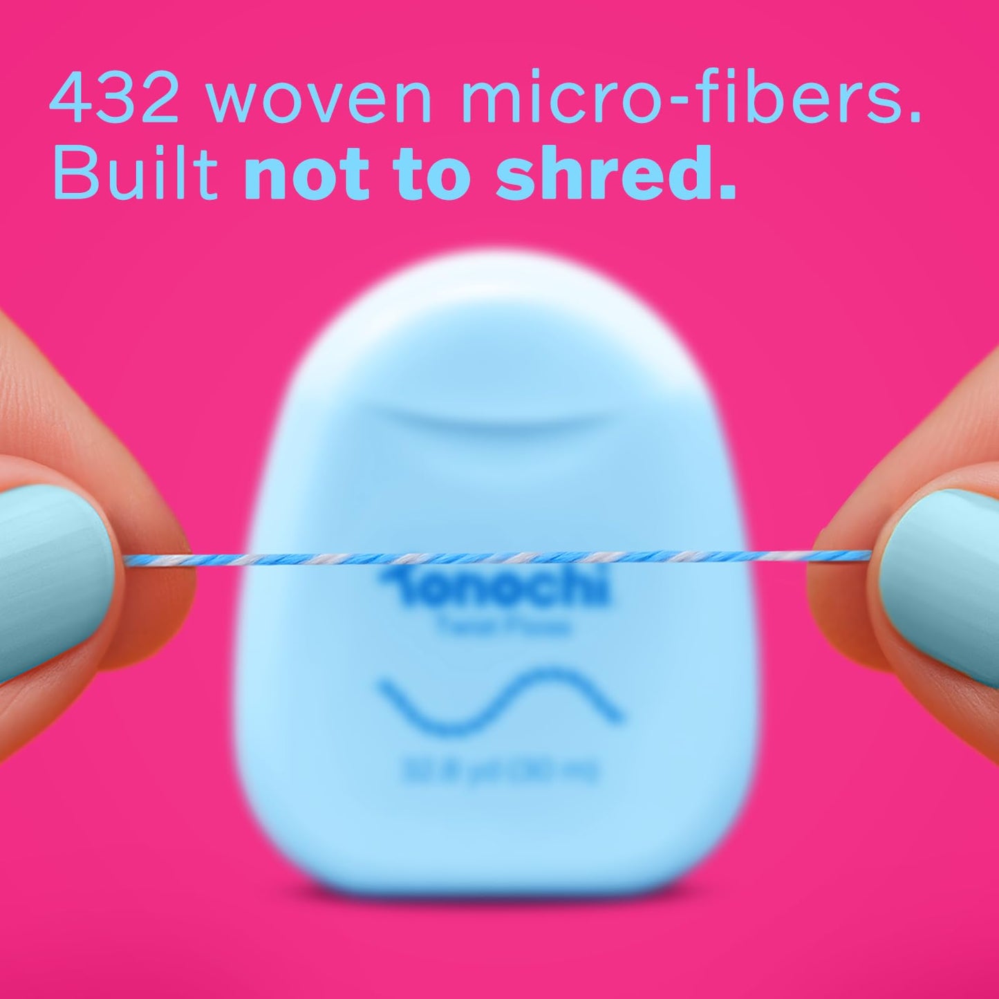 Tonochi Twist Deep Clean Woven Dental Floss for Plaque Removal, Shred-Resistant, PFAS Free, Beeswax Coated, Mint + Xylitol, 3-Pack (33 yd Each)