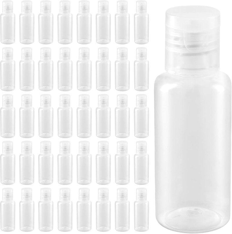 Clear Plastic Empty Travel Bottles - 100 Pack 1oz/30ml with Flip Cap | Refillable for Travel & Daily Use
