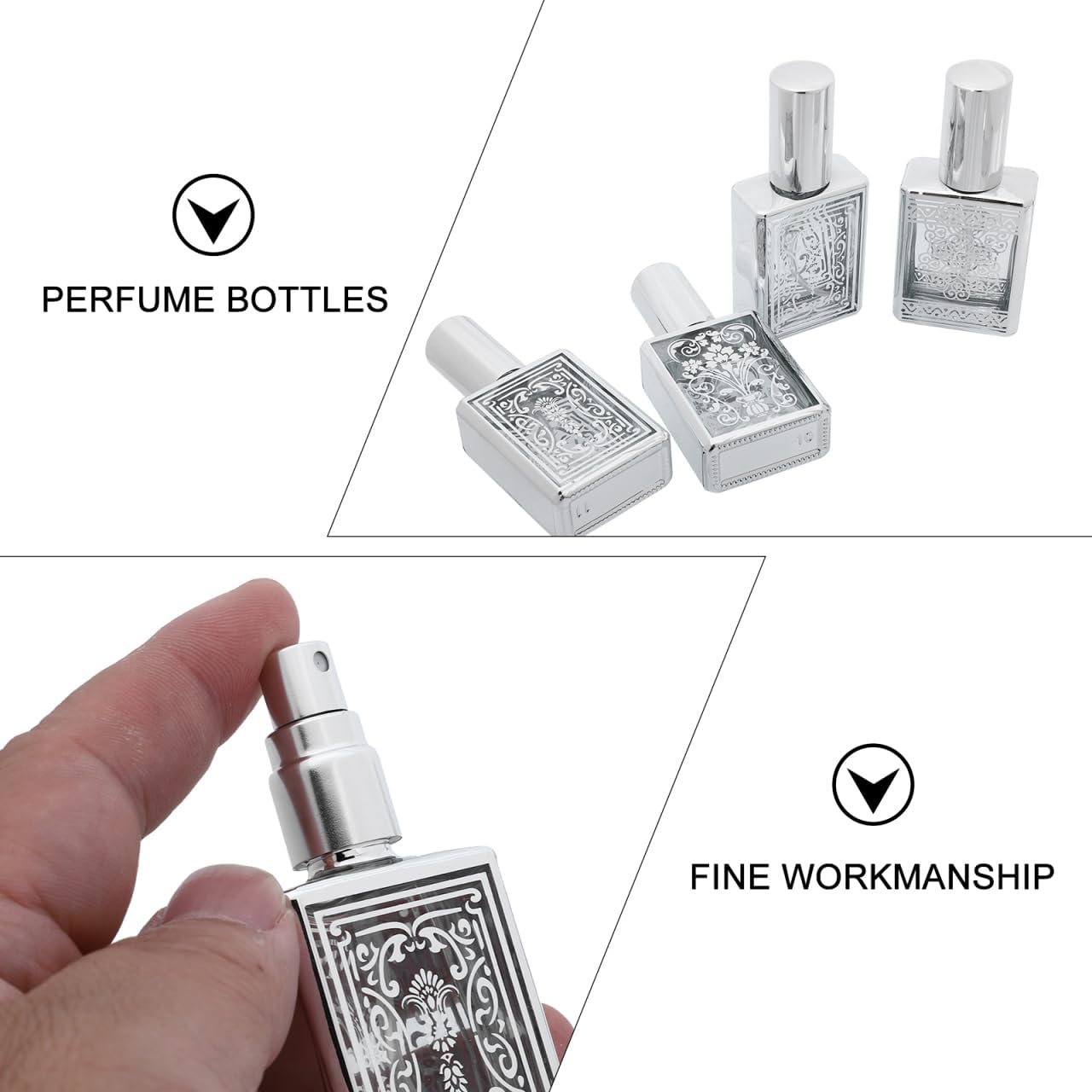4-Pack Small Perfume Spray Bottles - Refillable Glass Atomizer, Leakproof Mini Fragrance Containers for Travel | 3.14 Inch