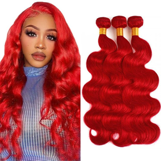 Braight Red Bundles Human Hair Red Body Wave Bundle 20 22 24 Inch Unprocessed Virgin Remy Hair 3 Bundles Burgundy Bundle Hair Weave