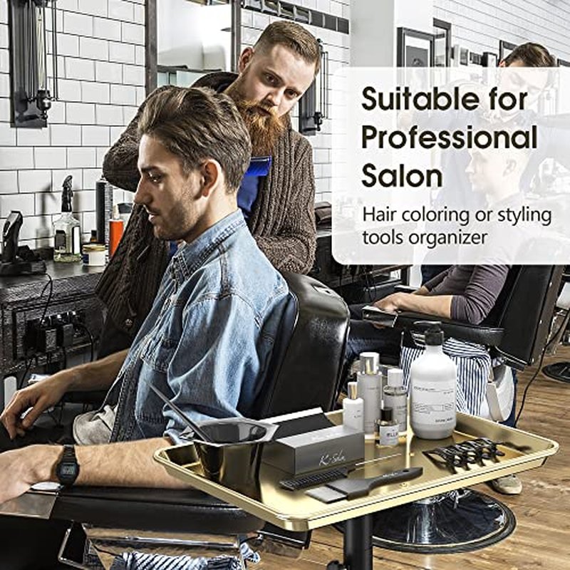 Salon Tray Tattoo Tray Salon Cart for Hair Stylist Salon Trolley Cart with Wheels Salon Rolling Tray Salon Stations Gold Color Tray