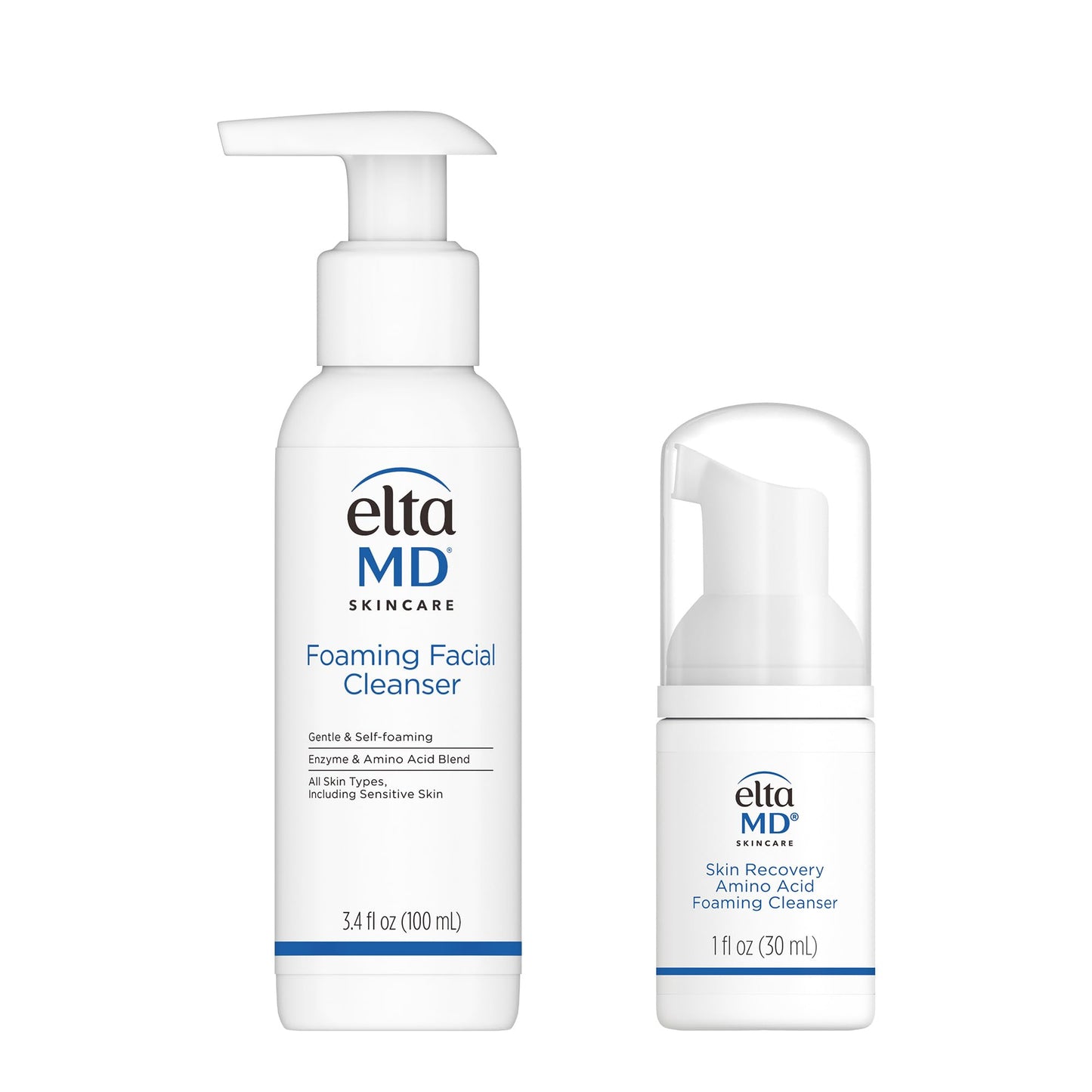 EltaMD Foaming Facial Cleanser, 3.4 oz with Skin Recovery Amino Acid Cleanser Trial Size 1 oz