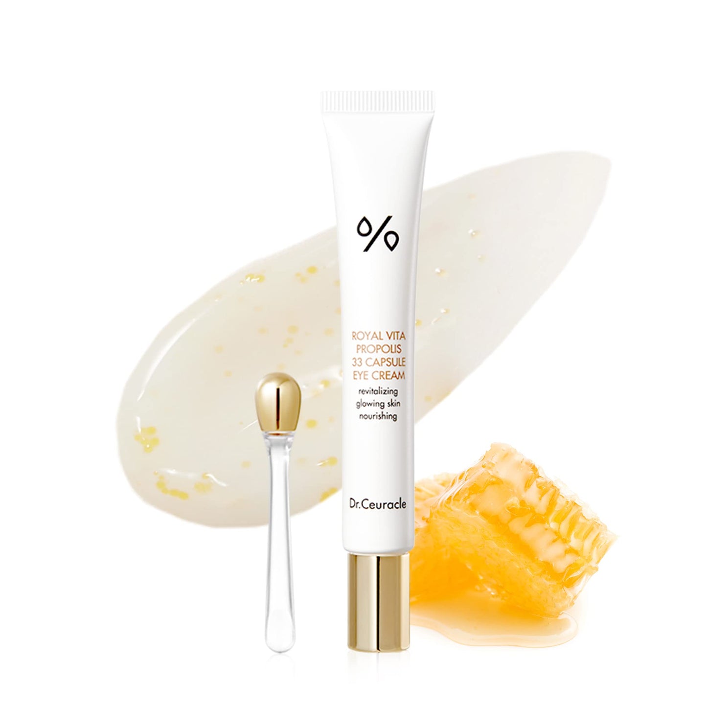Dr.Ceuracle by leegeehaam Royal Vita Propolis 33 Capsule Eye Cream with Applicator (20ml / 0.67 fl. oz.) - Soothing, Hydrating Eye Serum Cream, Dark Circle Relief