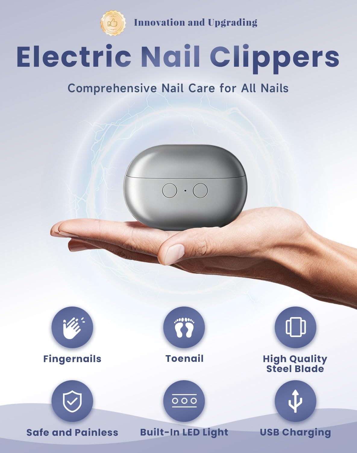 Easyclip Smart Nail Clipper,New 3 in 1 Easy Clip Electric Nail Clippers for Seniors,Designed for Extra Hard/Thick Hands Feet Nails,Polishing Clipper with Light,for Limited Mobility People
