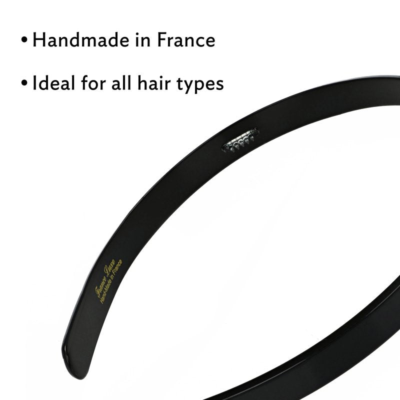 Black Headband for Women, France Luxe 1/2" Ultracomfort, Flexible Fit Plastic Headband with Gentle Teeth, Comfortable, All-Day Hold