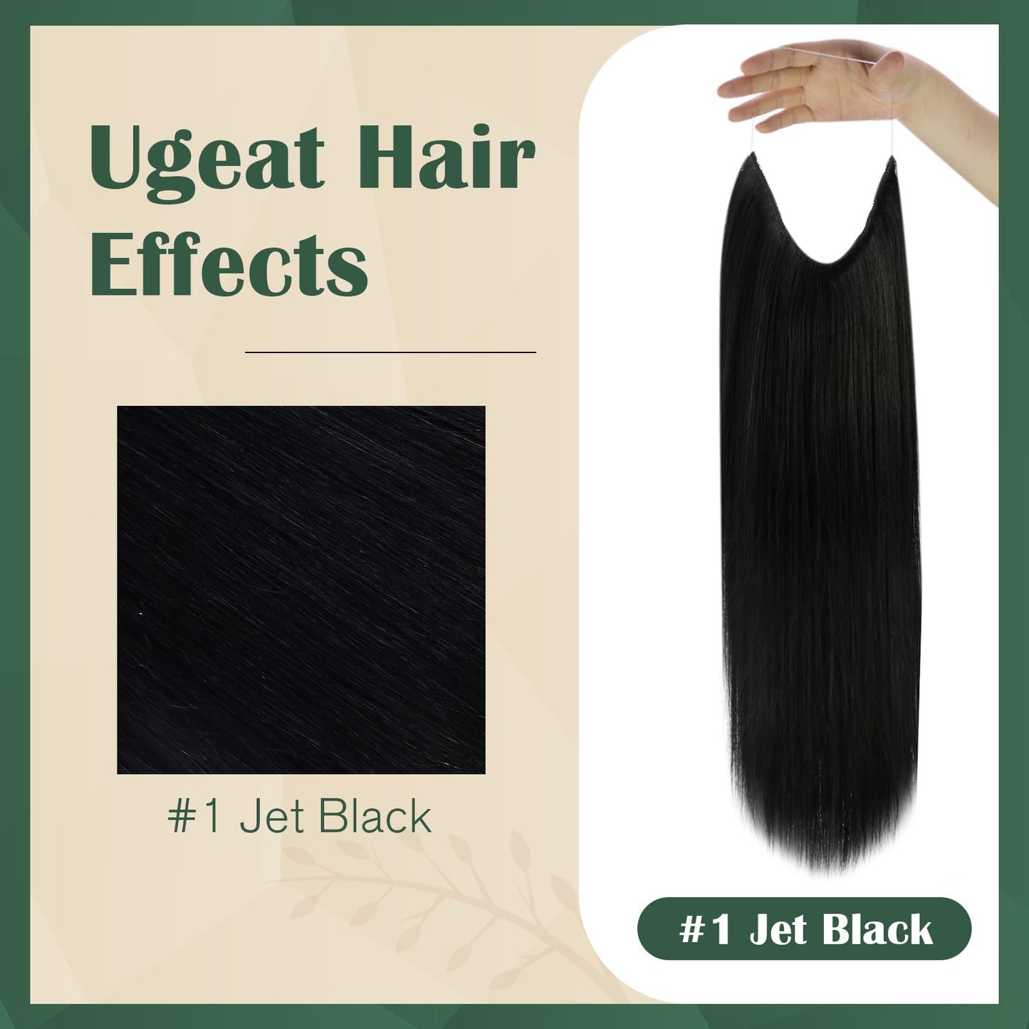 Ugeat Wire Hair Extensions Black Invisible Wire Hair Extensions Jet Black Wires Hair Extension Human Hair Ease Of Application 16 Inch 80g