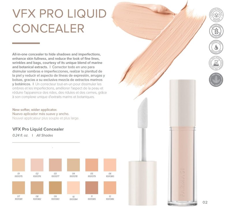 FARMASi Vfx Pro Liquid Concealer Makeup, All-in-one Full Coverage, Highly Pigmented Concealer for All Skin Type, Hide Shadows & Imperfections, Enhance Skin Fullness Foundation Concealer 0,24 Fl Oz C02