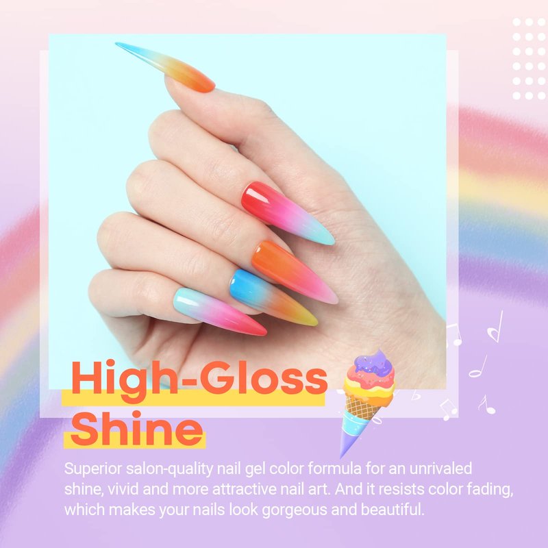 Modelones Gel Nail Polish Kit with U V Light, 12 Colors Neon Red Pink Rainbow Nail Gel Kit with 48W Nail Lamp Gel Base Top Coat Nail Art Glitter Rhinestone Gems DIY Starter Manicure Christmas Gift