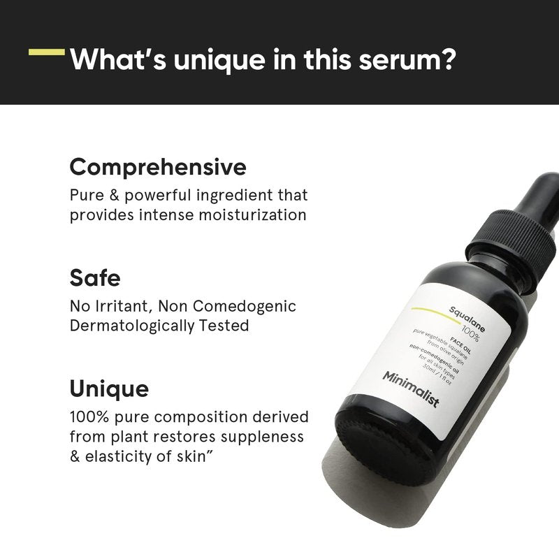 Squalane Oil for Face & Skin - 100% Pure Moisturizing Formula | Lightweight Hydration & Fine Line Reduction | 1 Fl Oz / 30 ml