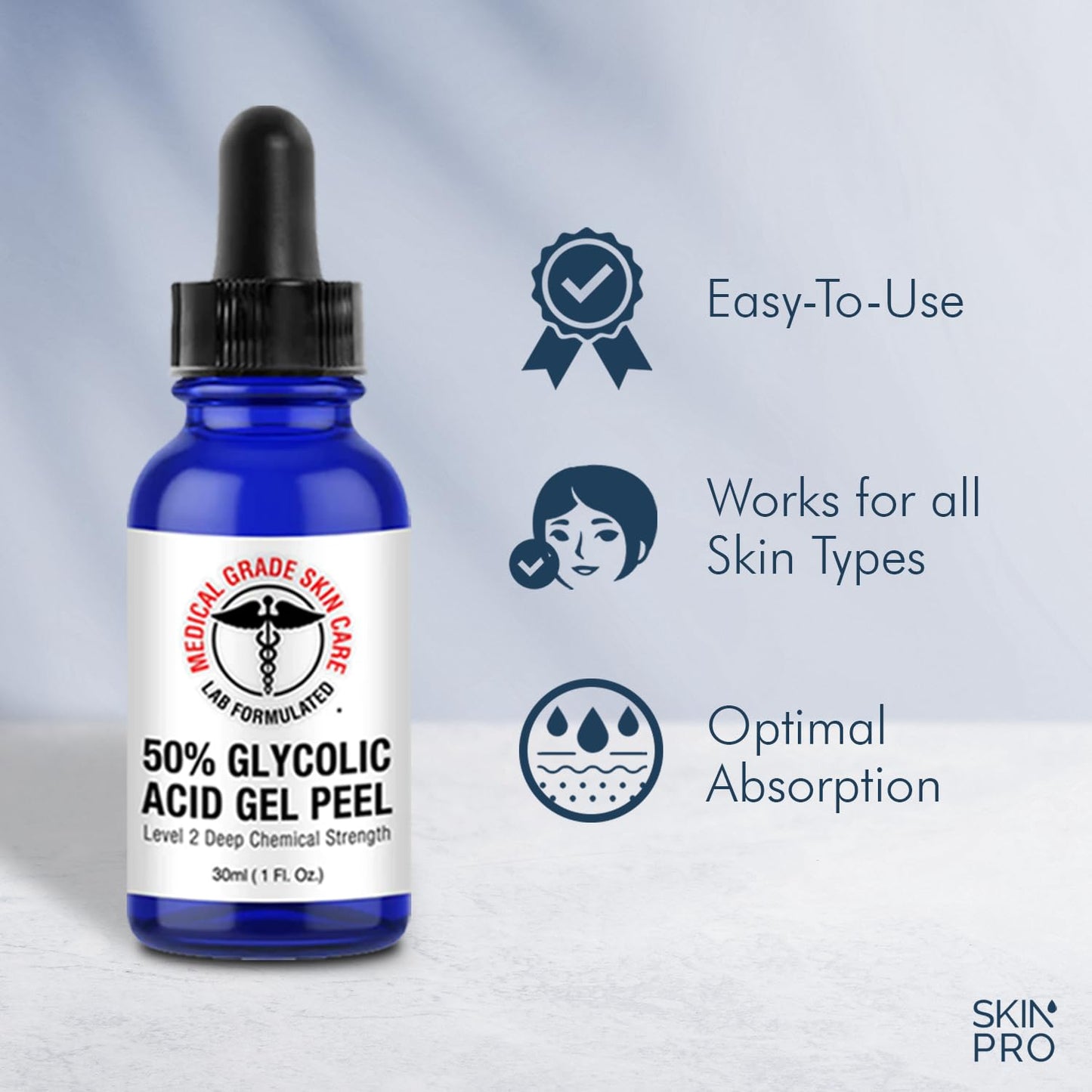 50% Glycolic Acid Peel - Professional Chemical Peel for Face & Body | Exfoliating Gel for Dark Spots, Blemishes, Fine Lines, Wrinkles, Uneven Skin Tone - 1 Fl Oz