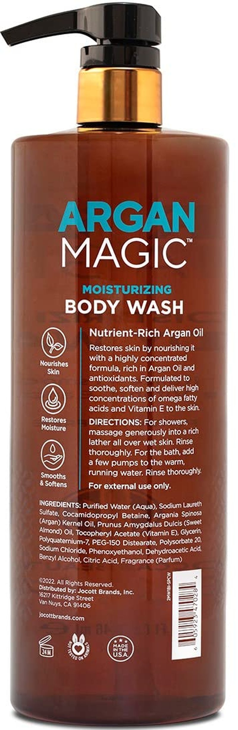 Argan Magic Cleansing Body Wash - Gently Cleanses, Revitalizes & Smooths Skin | Enriched with Argan Oil, Sweet Almond Oil & Vitamin E | Paraben Free (32 oz / 946 ml)