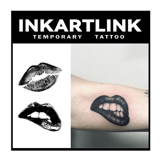 INKARTLINK 3 Sheets Lips Temporary Body Art, Realistic Matte Look