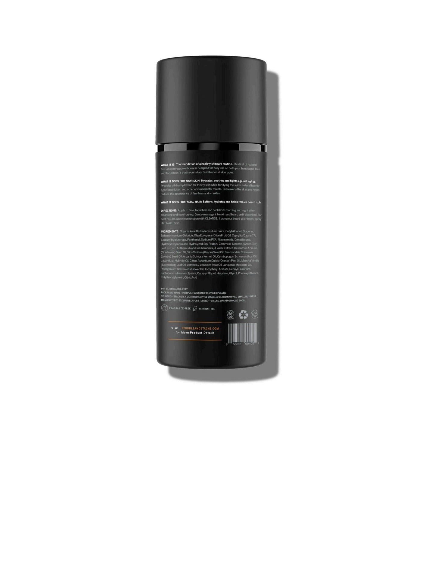 stubble & stache Face Moisturizer for Men - Anti-Aging Cream with Niacinamide, Hyaluronic Acid, Vitamin A - Hydrates Skin, Softens Facial Hair, 3.4oz