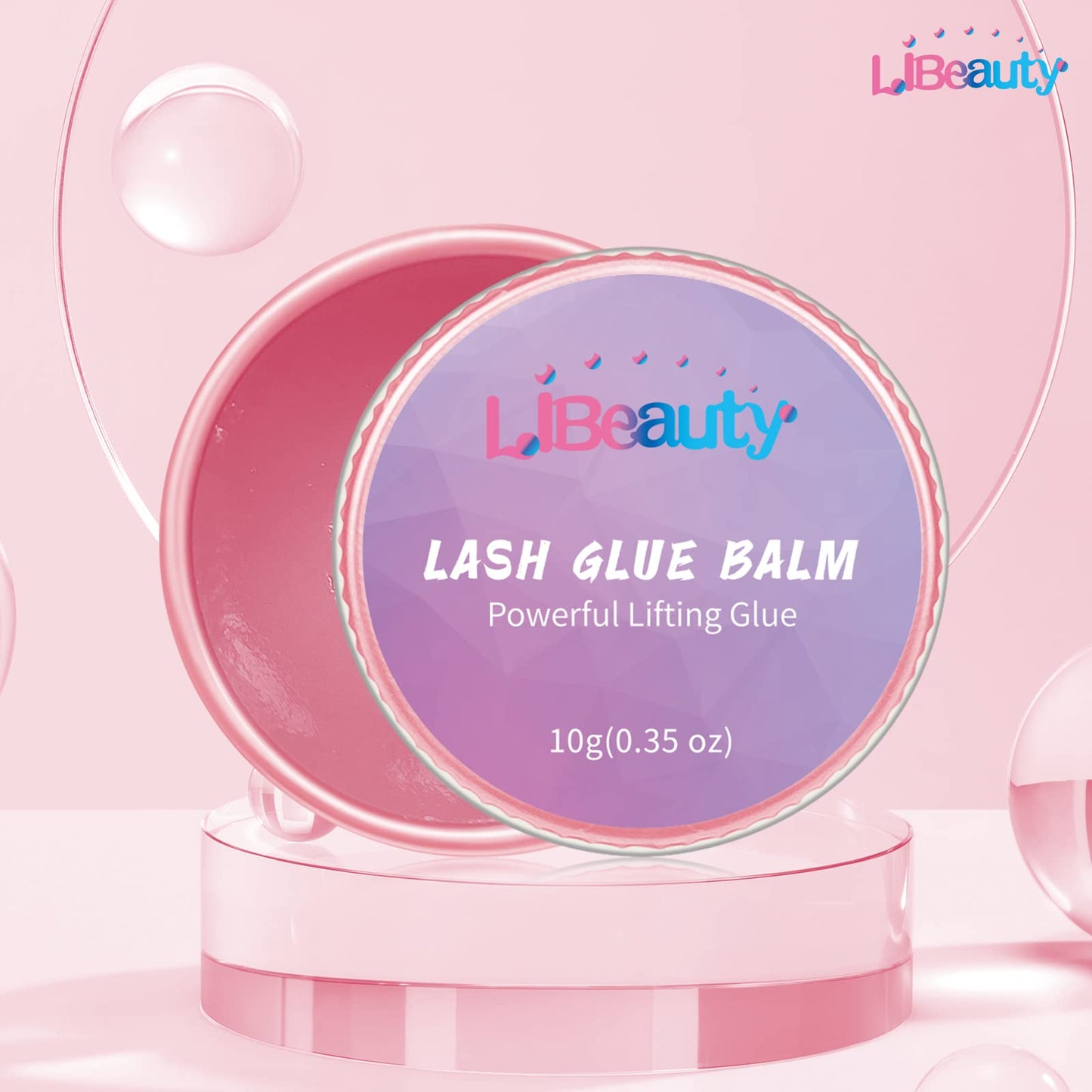 Libeauty Lash Lift Glue Balm Lash Lift Adhesive Strong Sticky Fruit Flavor Eyelash & Eyebrow Perm Glue Balm Brow Lamination Gel (Pink Peach, 10g/0.35oz)