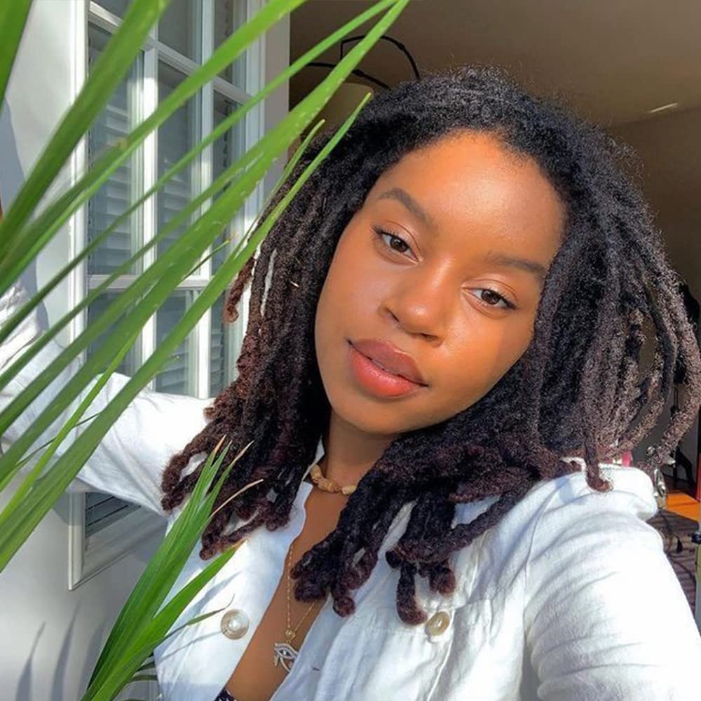 40 Strands Loc Extensions Real Human Hair for Women/men/Kids Can Be Dyed Bleached Curled 4inch Full Handmade Permanent Dreadlock Extensions 0.6cm Width