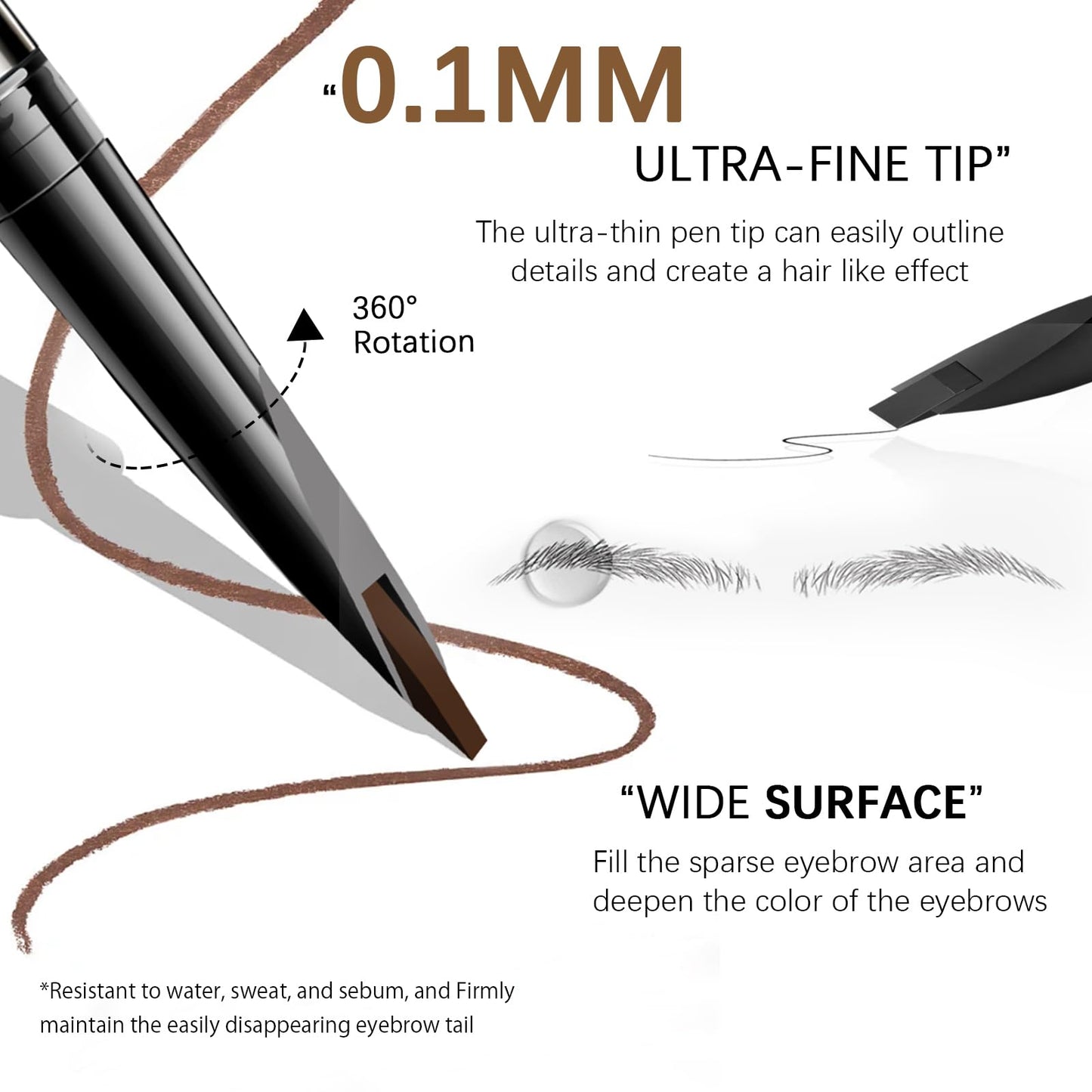 MAVENI Browcharm Microblading Eyebrow Pencil for Women,0.1mm Ultra-Fine Mechanical Pencil,Makeup Brow Definer Waterproof,Draws Tiny Brow Hairs and Fills in Sparse Areas and Gaps (05 Deep Brown)